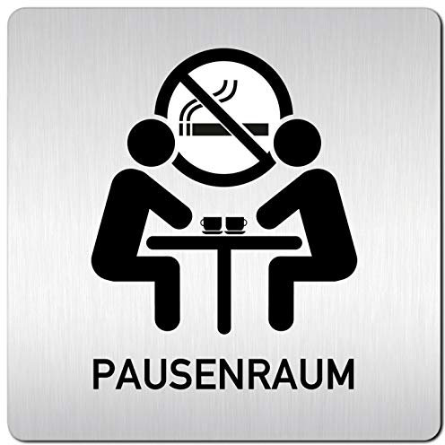 Türschilder24 XXL Schild - Türschild (B) • 125 x 125 x 1,5 mm • Pausenraum Aufenthaltsraum Teeküche Nichtraucher 002 • Aluminium Vollmaterial • 100% Made in Germany