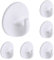kuou 6 Packs Self Adhesive Plastic Hooks, Seamless Wall Hooks Heavy Duty Stick On Multi-Purpose White Hooks for Kitchen Bathroom Office Closet
