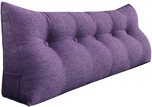 VERCART Keilkissen Bett Großes Rückenkissen Bett Kopfteil Bequemes Lesekissen für Bett und Sofa 2 in 1 Rückenlehne und Kopfkissen Couchkissen Langes XXL Lendenkissen Leinen 160cm Braun