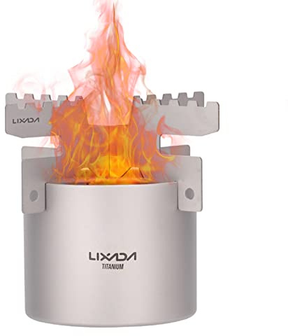 Lixada Mini Alkoholofen Leichter Titan Liquid Spirit Alkoholofen Ofen mit Kreuzständer für Camping Camping Rucksackwandern