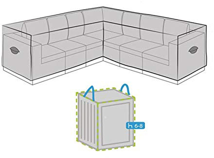 Schutzhüllen Set: Abdeckung 250x250cm für L-förmiges Garten Loungemöbel + Auflagentasche für 6-8 Kissen