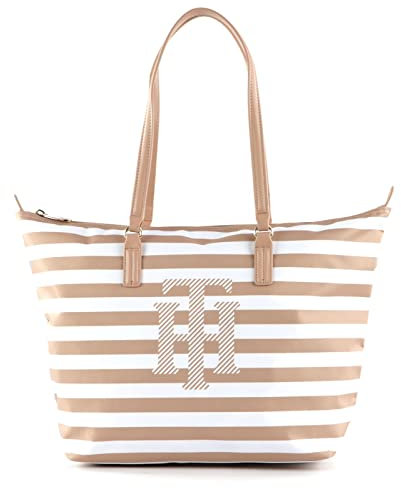 Tommy Hilfiger Damen Poppy Tote AW0AW11343 Tragetasche, Beige (Sand Drift Stripes)