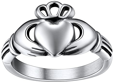 FaithHeart Personalisierter Claddagh Ring Irischer Fingerring Claddagh Versprechen Ring Herz Ehering Freundschaftsring Verlorbungsring mit Geschenkebox für Damen Mädchen