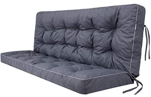 Bjird Bankauflage für Gartenbank, Polsterauflage für Hollywoodschaukel, Gartenschaukelkissen, Sitzkissen und Rückenkissen, gesteppt, inkl. 2 Seitenkissen, 150 x 49 x 56 cm - Marineblau