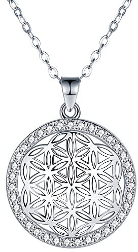 Lydreewam Lebensblume Kette für Damen Silber 925 Blume des Lebens Halskette mit Geschenkbox für Mutter Ehefrau Freundin, verstellbar 40+5cm