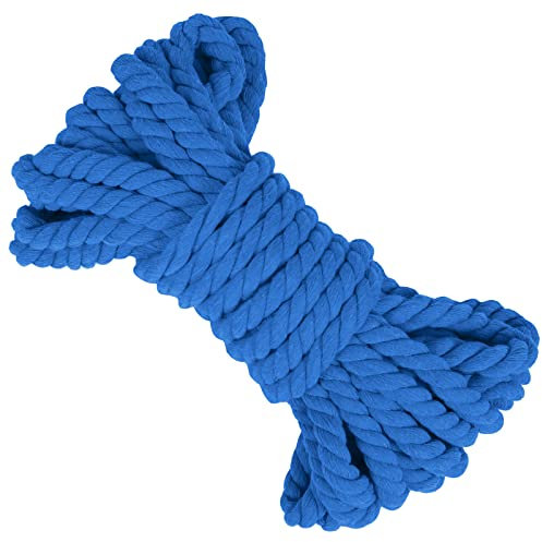 LEREATI 8mm Macrame Cord 10m Thick Macrame Rope Soft Cotton Rope, Natural Cotton Twine String for Macrame Plant Hanger, Wall Hanging, Knitting, DIY Crafts, Gardening, Decoration (Lake Blue)