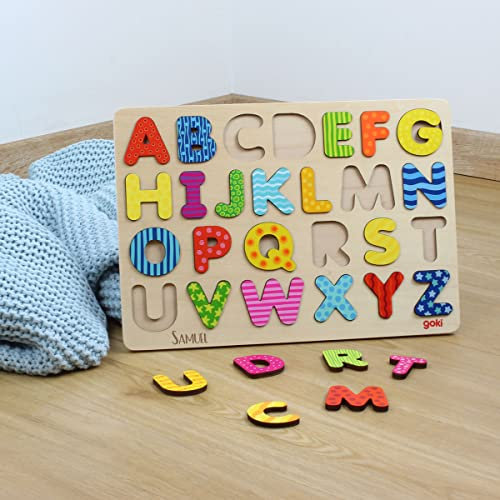 Steckpuzzle Alphabet aus Holz personalisierbar | 30 x 21 x 1 cm
