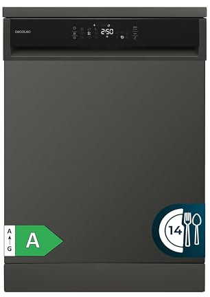 Cecotec Lavavajillas 60cm Bolero Aguazero 6800 Dark A. 14 Cubiertos, Bajo Consumo, Motor Inverter Plus Duo, 8 Programas, Lavado Automático, Limpieza con Vapor, Limpieza Interior y Media Carga