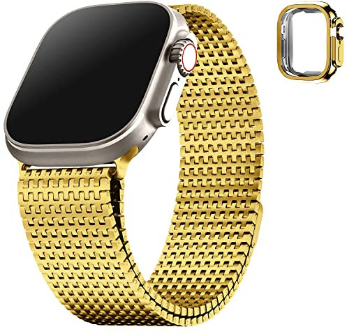 Fullmosa Correa Apple Watch Compatible con Apple Watch Series Ultra,Correa Para Apple Watch Compatible 49mm,Oro
