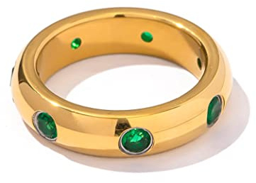 YAHOYA Hochwertiger Paarring 18 Karat Gold Edelstahl Vintage Micro Inlay Grün/Pink/Weiß Zirkon Ring Zeigefinger Knöchelring