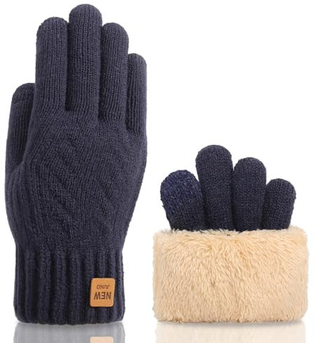Yemlarey Winter Handschuhe Herren Damen Warme Touchscreen Strickhandschuhe mit Dicke Fleece Flauschige Fäustlinge fur männer Frauen (Marine, Herren)