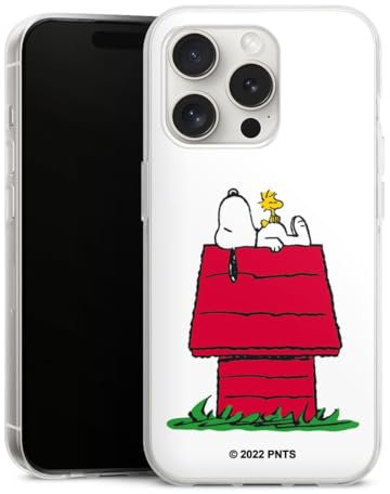 Silikon Hülle kompatibel mit Apple iPhone 15 Pro Case transparent Handyhülle Snoopy Offizielles Lizenzprodukt Peanuts