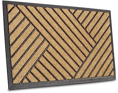 Hanse Home Fußmatte Kokos und Gummi für Innen und Außen - Outdoor Schmutzfangmatte Natur, Kokosmatte Outdoor Streifen Muster, Wetterfest und rutschfest für Flur, Terrasse, Eingangsbereich - 45x75cm