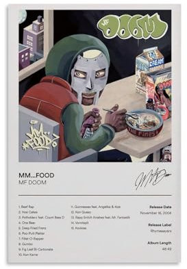 MF Doom Mm Food-Poster, dekoratives Gemälde, Leinwand, Wandposter und Kunstdruck, modernes Familienschlafzimmer-Dekor-Poster, 20 x 30 cm