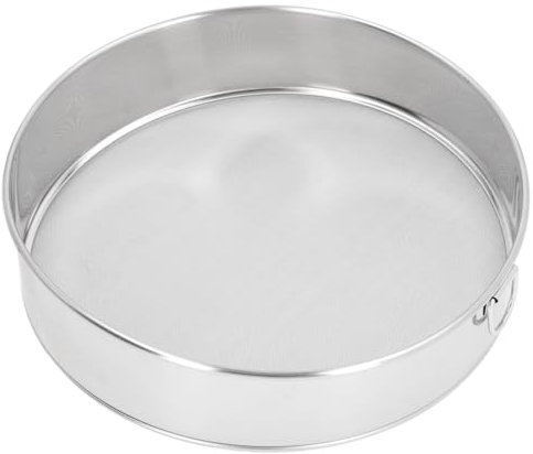 Fockety Flour Sieve, 80 Mesh Large Size 304 Stainless Steel Round Sieve Anti Stick Coating Easy Clean Fine Mesh