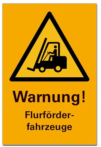 Warnung Flurförderzeuge Gabelstapler verboten Schild Hinweisschild PVC 300 x 200 x 3 mm Vorgebohrt B1-Zertifiziert