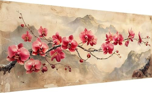 Lihogbo 62 x 30cm Groß Diamond Painting XXL, DIY 5D Blume Diamant Painting Set für Erwachsene, Diamant Painting Bilder Orchidee Kunst Cross Stickerei Malerei, Diamond Painting für Deko Wohnzimmer W_6