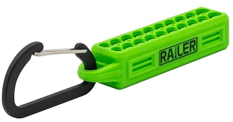 20 Hole Bit Holder Storage Organizer Set with Carabiner Belt Clips | Fits 20 standard 1/4 hex shank driver bits. Flexible heavy-duty black storage organizer includes locking belt carabiner.
