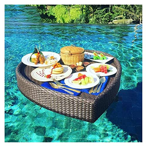 Vassoio da portata galleggiante di lusso, vassoio da piscina, vassoio galleggiante in rattan per piscina, vassoio galleggiante a forma di cuore, vassoi da piscina per cibo e bevande