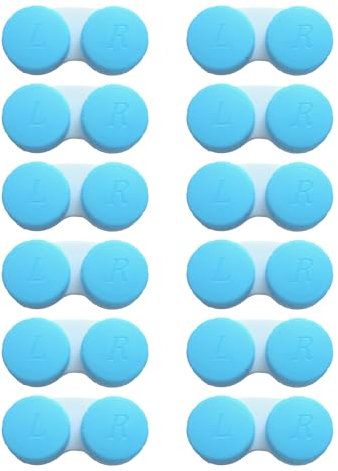 Erewa 12 Pack Contact lens case Contact Lens Holder Box Soak Storage Kit(Blue)
