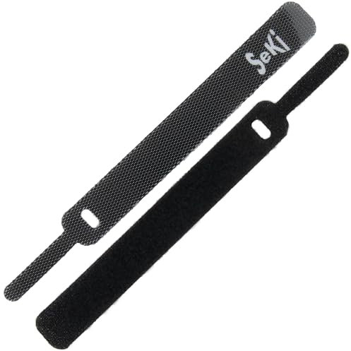 SeKi 10 Stück Klett Kabelbinder Schwarz 11,5cm Klettband 12mm Breit Kabelmanagement Kabelorganizer wiederverwendbare Klettkabelbinder Klettverschluss Klettbinder mit Öse