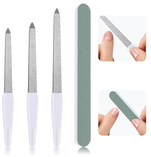 Limas de Uñas de Acero Inoxidable, Limpiadores para Uñas Profesionales de Doble Cara, Pulidor Uñas Reutilizable 14/15/17CM para Manicura y Pedicura en Salones de Belleza, Casa, Viajes