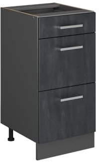 Vicco Mueble bajo de Cocina R-Line, Hormigón Negro, 40 cm sin encimera