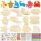 Meertier 288-Teiliges Holz Bastelset für Kinder - Mit 36 Holzstücken, 202 Strasssteinen, 36 Seilen, 12 Farbstiften, 2 Aufklebern - DIY Handwerk für Mädchen/Jungen