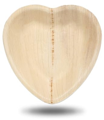 ECO Leaf 100 Disposable Palm Leaf Plates | 6(16cm) Heart Shape Compostable Plates | Eco-Friendly, Biodegradable Heavy-Duty Plate for Wedding, Party and Picnic | Microwave & Oven Safe, Pack of 100