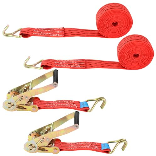 MIVIDE 2 cinghie con cricchetto e gancio, 6 m x 50 mm, 2000 kg, cinghie di ancoraggio con cricchetto, cinghia a cricchetto per moto, auto, rimorchi