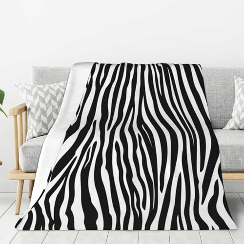 Mexpekil Coperta per divano, soffice e calda, versatile coperta in pile con stampa zebrata, per divani, 101,6 x 76,2 cm