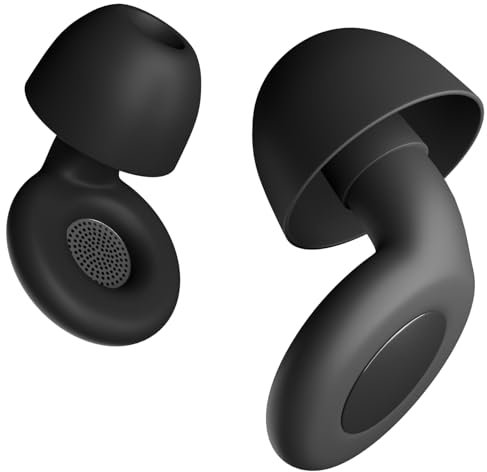 August EAR530 Noise Reduction Ear Plugs for Sleep - Soft Reusable Washable Silicone Earplugs for Hearing Protection, 4 Sizes XS/S/M/L with Storage Case - SNR 25db Noise Cancelling for Flight - Black