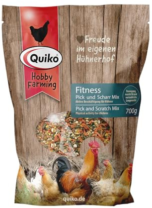 Quiko Hobby Farming Fitness Pick und Scharr Mix für Hühner 700g | Bunter Mix aus hochwertigen Körnern & Aromen zum Picken und Kratzen, unterhaltsamer Zeitvertreib für Ihre Tiere im Stall