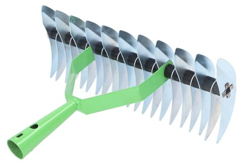Strohrechen, Mehrzweck-Gartenrechen aus Edelstahl mit Gebogenen Spitzen und Zähnen für die Nachsaat