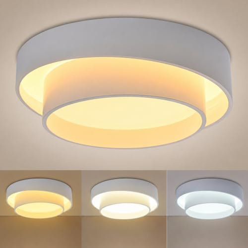 Wylolik LED Acryl Deckenleuchte, 2 Tier Runde Deckenlampe, 3-Farben Dimmbar