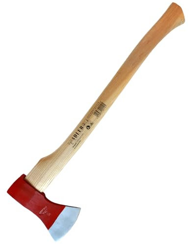 sopomarkt24 Holzaxt Universalaxt Spaltaxt Gartenaxt Campingaxt Handwerkzeug Axtschneide Beil Eschenstiel optimal für Holzspaltung für Garten & Wald Made in Germany 1250g Rot