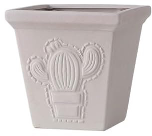 RUNZE765Z vasi per Piante Fioriera Rettangolare con Motivo a Cactus, fioriera in Terracotta con Fori di drenaggio, for Contenitore for Piante da Balcone, Giardino, Ufficio Vasetti per Piantine