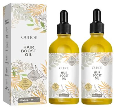 60ML Dunkles Haar Ätherisches Öl, Haarwachstumsserum Mit Biotin, Angereichert Mit Rosmarin-, Rizinus-, Kokos-, Oliven- Und Lavendelölen, Für Beschädigtes Haar (2pcs)