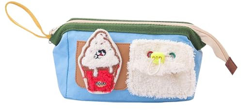 Niedliche Stiftebox mit Großem Fassungsvermögen Im Burger-Stil für und Jugendliche, Federmäppchen, C artoon T Asche K lein und Niedlich, Personalisierte Stiftebox für Studenten (Blue, One Size)