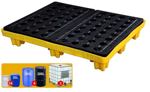 Industrial Modular Spill Platform Containment Pallet，Modular Spill Containment Pallet for Oil Drums, 17 Sizes (123x105x17cm), Anti-Leakage Spill Prevention Platform, Durable & Reliable Spill
