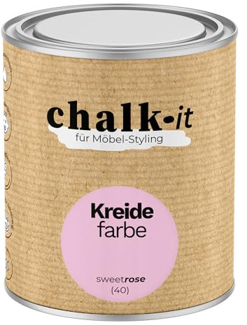 chalk-it Kreidefarbe 750ml (40) Sweet Rose Möbel Farbe Shabby Chic Holzlack Natur Vintage Look Möbellack Erfüllt EN71-3 Sicher Kindermöbel Spielzeuge