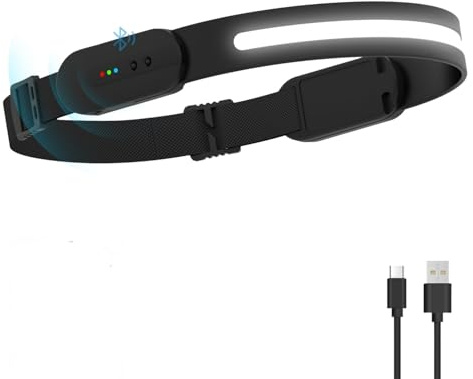 Victoper Fathers Day Gift LED Lumilight Head Torch Bluetooth Functions3 Lighting Modes IPX4 Running Head Torch, 230 Degree Wide Beam Adjustable Sensor Headlamp Gift for Dad Lumi Li GHT Led Headband