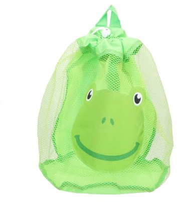 LALADEFIEE Cartoon Strandspielzeugtasche Kinder Netzbeutel Groß Grün Robust Tragbar Für Sandspielzeug Und Aufbewahrung Am Strand