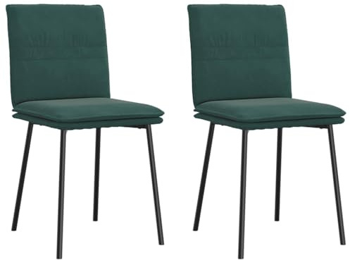 Zeehear Esszimmerstühle 2er Set Dunkelgrün Samt, Ergonomisch Gepolstert, Metallbeine, 45x54x83cm, für Küche & Esszimmer, Moderner Komfort