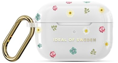 IDEAL OF SWEDEN Clear AirPods Pro 1/2 Petite Floral Hülle - Robustes, Niedliches Design Mit Haken, Vollständig Kompatibel mit Qi Wireless Charging, USB-C- Und Lightning-Kabeln