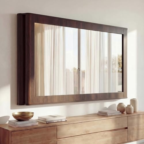 Mendler Spiegel HWC-P42, Wandspiegel Garderobenspiegel Flurspiegel, MDF Glas 80x120x10cm - Walnuss-Optik