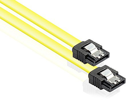Good Connections PREMIUM SATA 3 SSD HDD Kabel mit Verriegelungsschutz / Arretierung - 2x Stecker gerade - gelb, 0,3 m