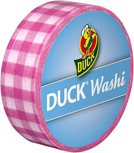 Duck Washi Band - extra dünnes Klebeband zum verpacken und dekorieren Pink Check, 15 mm x 10 m