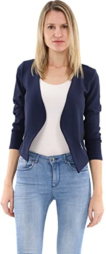 Malito – Dam blazer långärmad – enfärgad jerseyblazer – kort basjacka – sweatblazer med dragkedja – väska – skräddarsydd kavaj 6040 (storlek S-XXL), Mörkblå, M