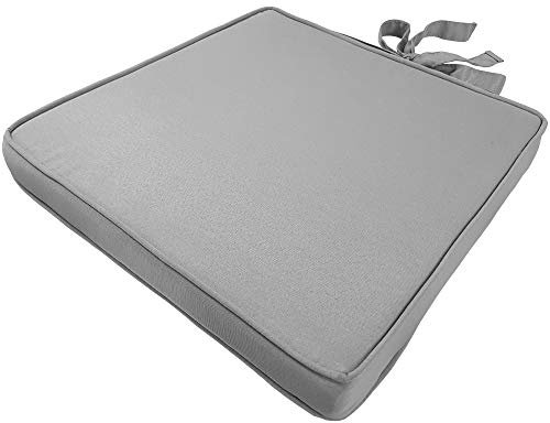 DILUMA Stuhlkissen Premium 43x42 cm Silbergrau - hochwertiges Sitzkissen für Ihre Rattan Stühle - mit abnehmbarem Bezug und Befestigungsbändern